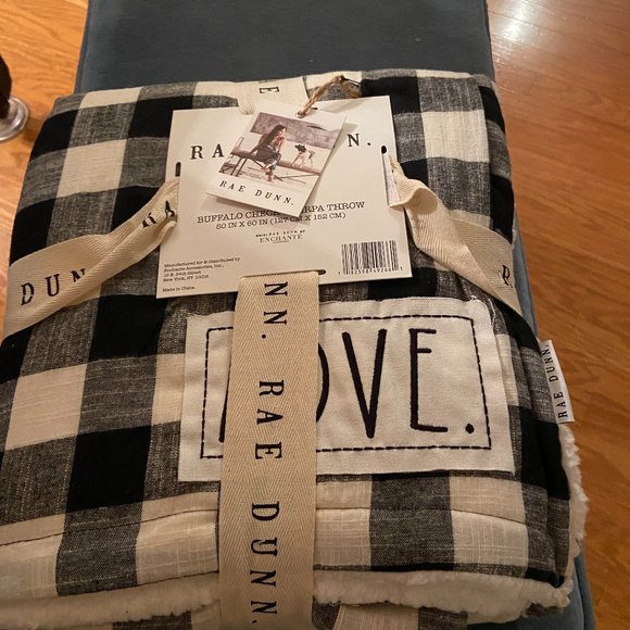 Rae Dunn Bedding Rae Dunn Buffalo Check Sherpa Throw Blanket Love